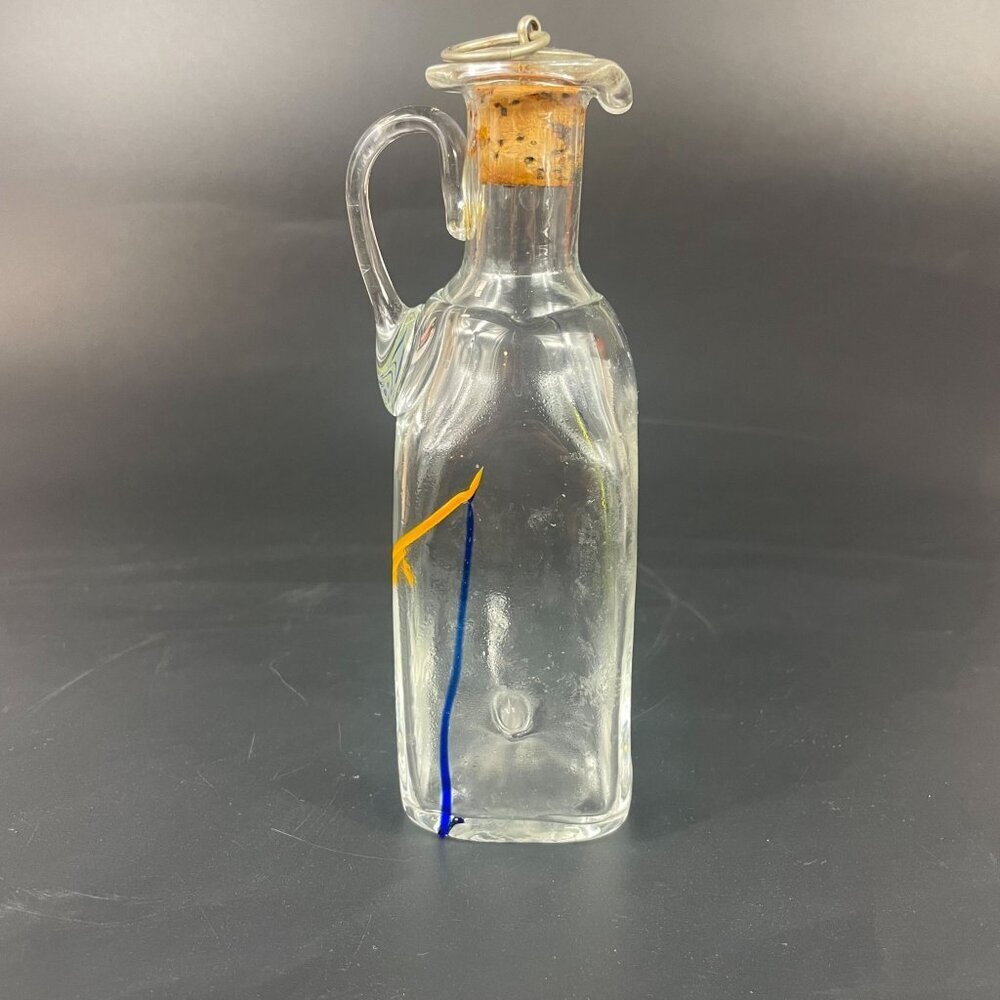 Stockholms Glasbruk Skansen Art Glass Cruet Sweden Coin Cork Stopper